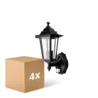 Confezione Multipack 4x D'Lite Luce Da Parete Helora Nero | IP44 - Adatto per 1x E27 - Sensore Di Movimento