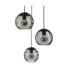 Eglo Luce Pendente Almanzora Acciaio Nero Rame | IP20 - Adatto per 3x E27 